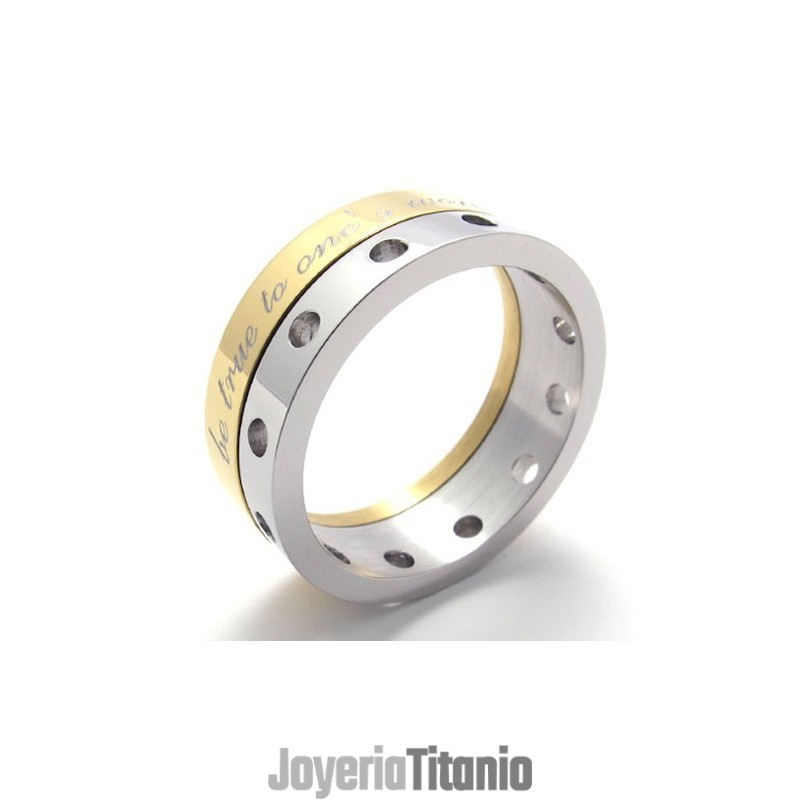 Anillo De Titanio Y Medio Oro Anillo De Titanio Y Medio Oro