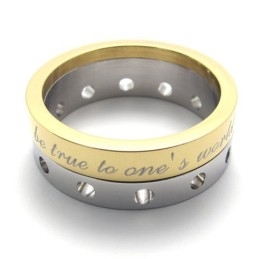 Anillo De Titanio Y Medio Oro