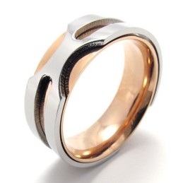 Anillo De Titanio Y Oro Rosa
