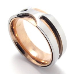 Anillo De Titanio Y Oro Rosa