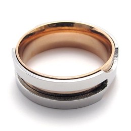 Anillo De Titanio Y Oro Rosa