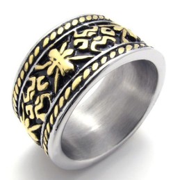 Anillo De Titanio Vintage Dorado