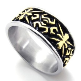 Anillo De Titanio Vintage Dorado