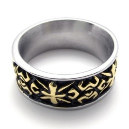 Anillo De Titanio Vintage Dorado