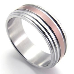 Anillo De Titanio Y Oro Rosa