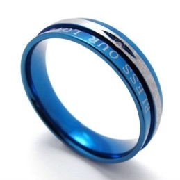 Anillo De Titanio Azul Diamante