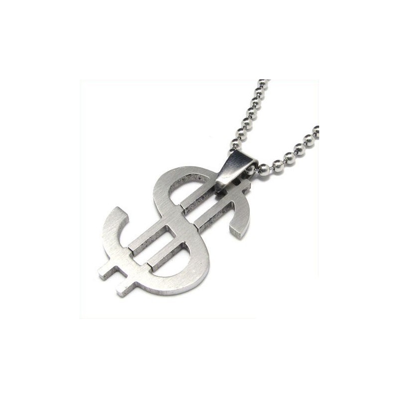 Collar Con Colgante De Titanio Puro Con Símbolo De Dólar De Cool Man, Cadena Gratis
