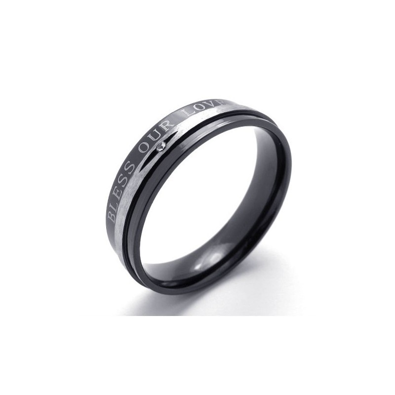 Anillo De Titanio Negro Con Diamantes Anillo De Titanio Negro Con Diamantes