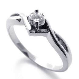 Anillo De Titanio Con Diamantes Para Mujer