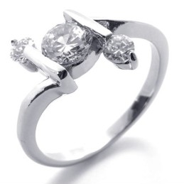 Anillo De Titanio Con Diamantes Para Mujer