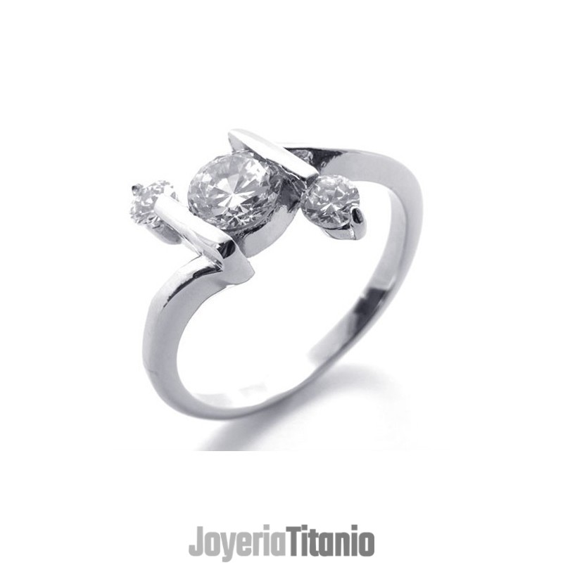 Anillo De Titanio Con Diamantes Para Mujer