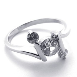 Anillo De Titanio Con Diamantes Para Mujer