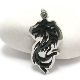 Collar Con Colgante De Titanio Puro De Dragón Negro Para Hombre
