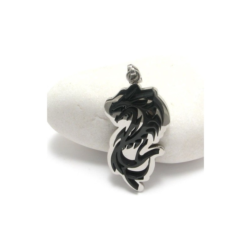 Collar Con Colgante De Titanio Puro De Dragón Negro Para Hombre