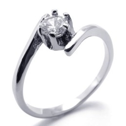 Anillo De Titanio Con Diamantes Para Mujer