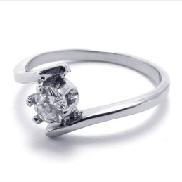 Anillo De Titanio Con Diamantes Para Mujer