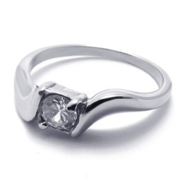 Anillo De Titanio Con Diamantes Para Mujer