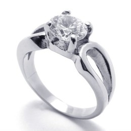 Anillo De Titanio Con Diamantes Para Mujer