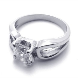 Anillo De Titanio Con Diamantes Para Mujer