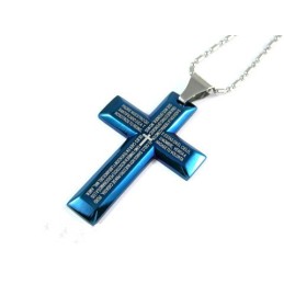 Colgante De Titanio Puro Con Cruz Azul Para Hombre