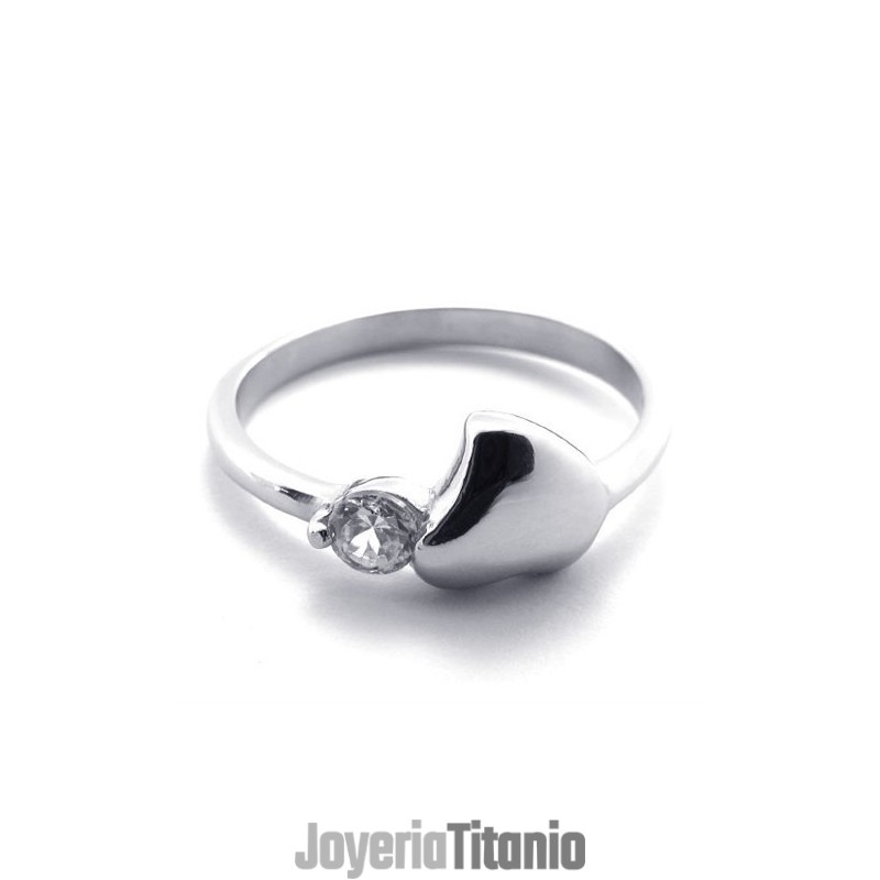 Anillo De Titanio Con Diamantes Para Mujer