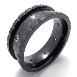 Anillo De Titanio Con Diamante Negro