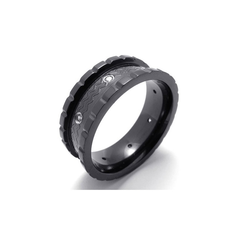 Anillo De Titanio Con Diamante Negro