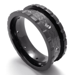 Anillo De Titanio Con Diamante Negro