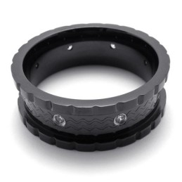 Anillo De Titanio Con Diamante Negro
