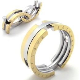 Anillo De Titanio Dorado Puzzle