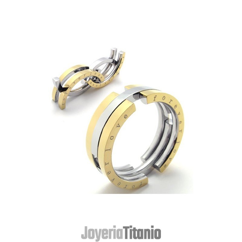 Anillo De Titanio Dorado Puzzle