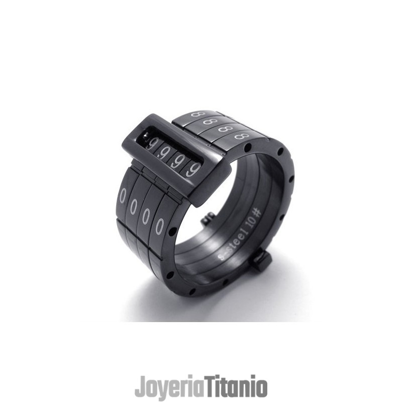 Anillo De Titanio Para Amantes Del Código Puzzle Negro
