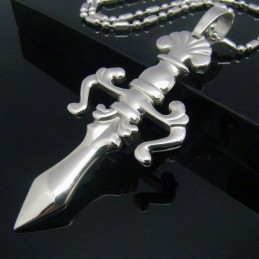 Colgante De Collar De Titanio Puro Con Cruz De Espada Brillante De Cool Man