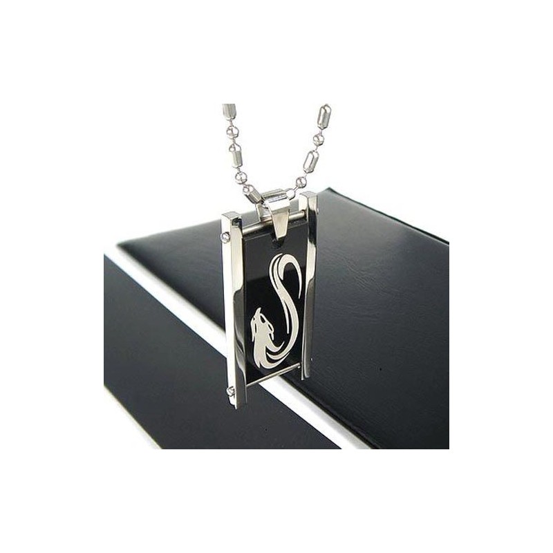 Collar Con Colgante De Titanio Puro Con Diseño De Lobo Negro Para Hombre