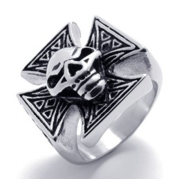 Anillo De Titanio Con Calavera Cruzada