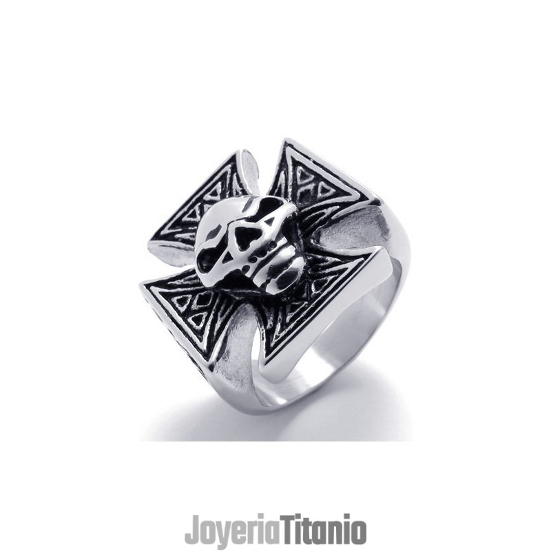 Anillo De Titanio Con Calavera Cruzada Anillo De Titanio Con Calavera Cruzada