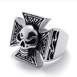 Anillo De Titanio Con Calavera Cruzada
