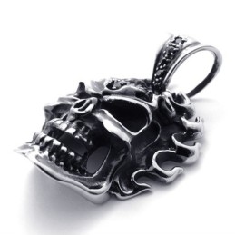 Colgante De Titanio Con Calavera De Diamante Negro