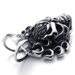 Colgante De Titanio Con Calavera De Diamante Negro
