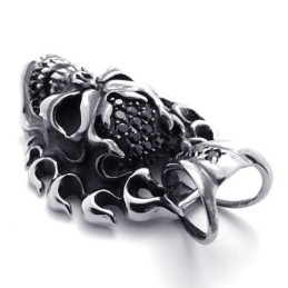 Colgante De Titanio Con Calavera De Diamante Negro
