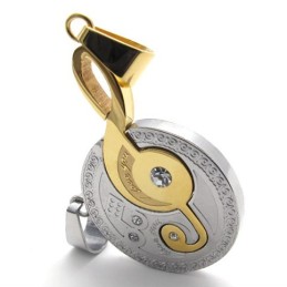 Colgante De Titanio Con Diamantes Y Nota Musical Dorada