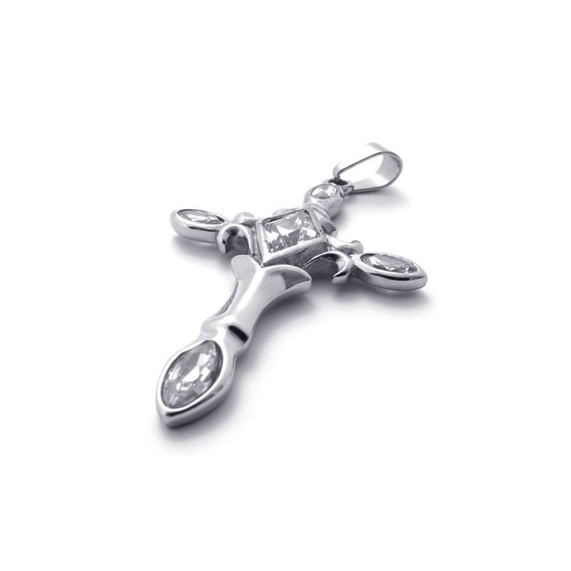 Colgante De Cruz De Titanio Con Diamantes En Forma De Cruz