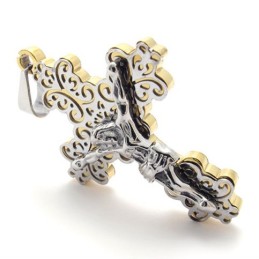 Colgante De Titanio Con Cruz De Jesús Dorada