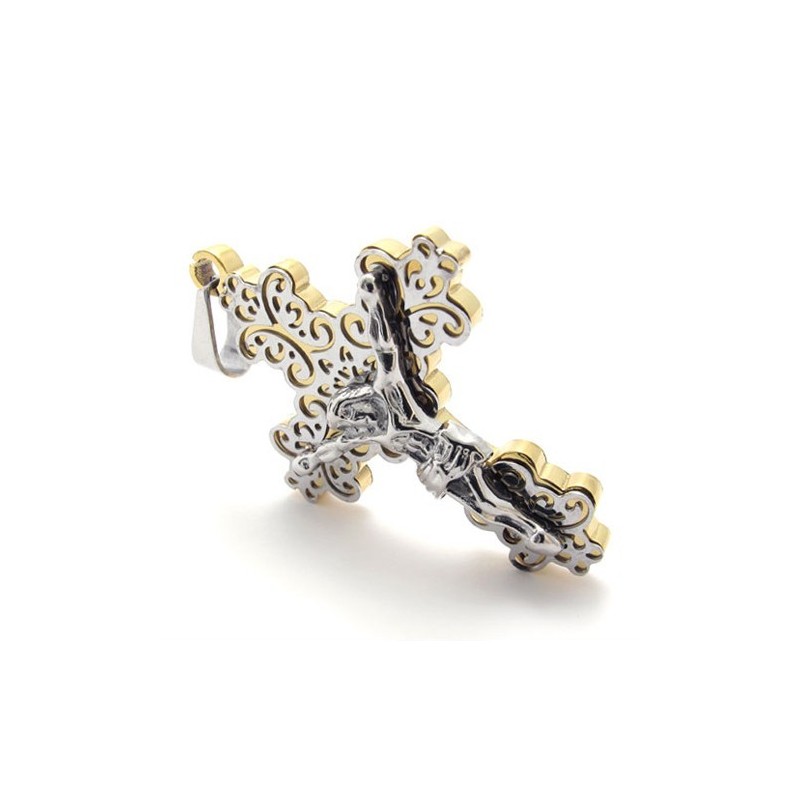 Colgante De Titanio Con Cruz De Jesús Dorada Colgante De Titanio Con Cruz De Jesús Dorada