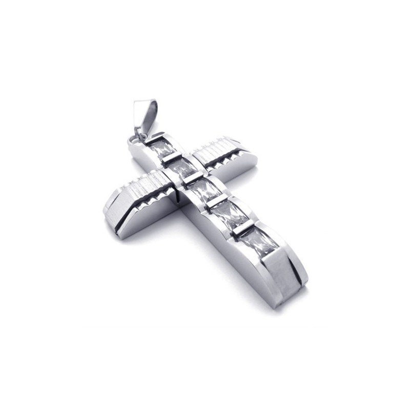 Colgante De Titanio Con Cruz De Diamantes