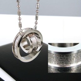 Collar Con Colgante De Titanio Puro Con Cruz De La Biblia Y Dos Aros Para Hombre