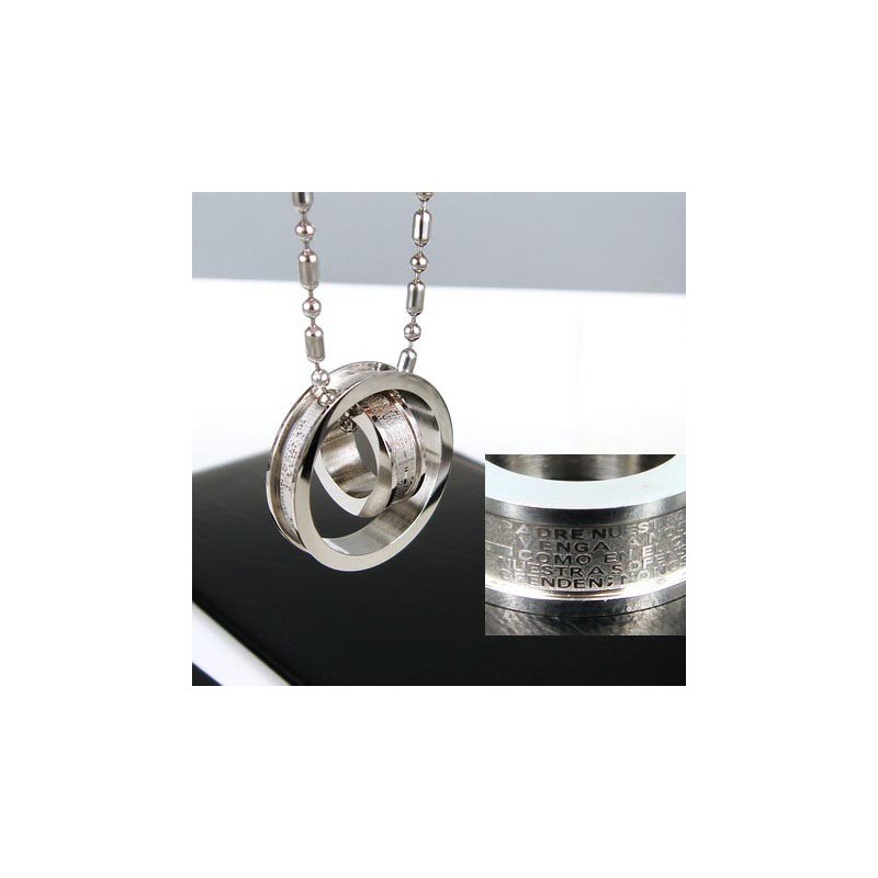 Collar Con Colgante De Titanio Puro Con Cruz De La Biblia Y Dos Aros Para Hombre Collar Con Colgante De Titanio Puro Con Cruz De La Biblia Y Dos Aros Para Hombre