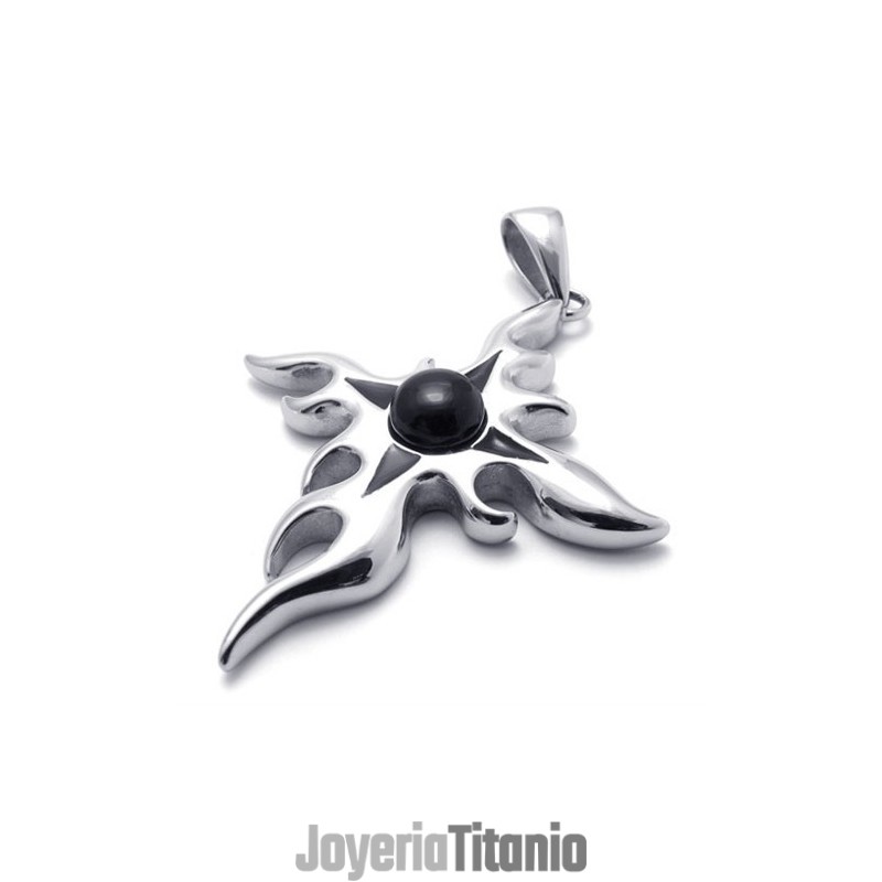 Colgante De Titanio Con Gema Cruzada