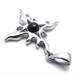 Colgante De Titanio Con Gema Cruzada