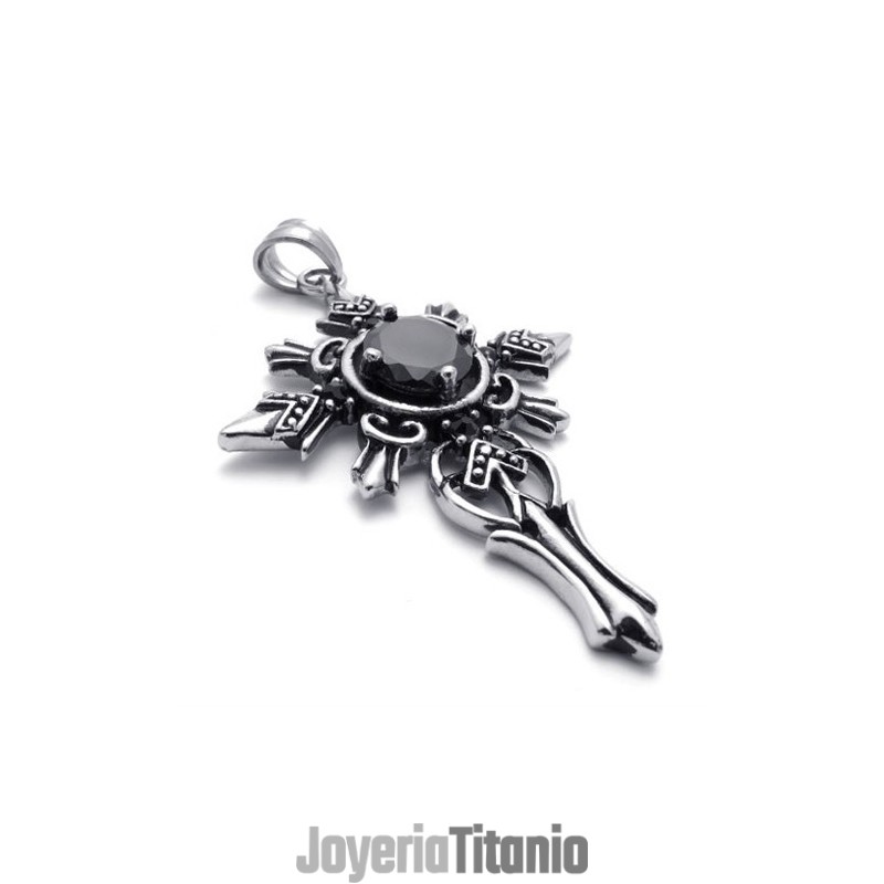 Colgante De Cruz De Titanio Con Gemas